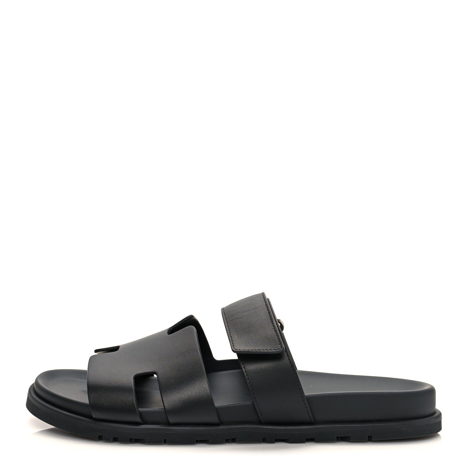 Hermes Calfskin Mens Chypre Sandals 43 Black 1 of 9