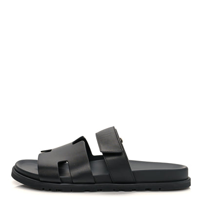 Hermes Calfskin Mens Chypre Sandals 43 Black 1 of 9