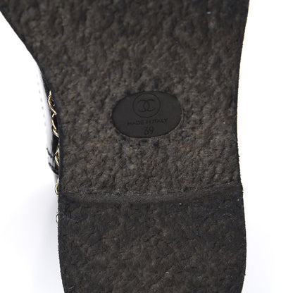 Chanel Crumpled Calfskin Shearling Womens Cap Toe Chain Short Boots 39 Black 8 of 9