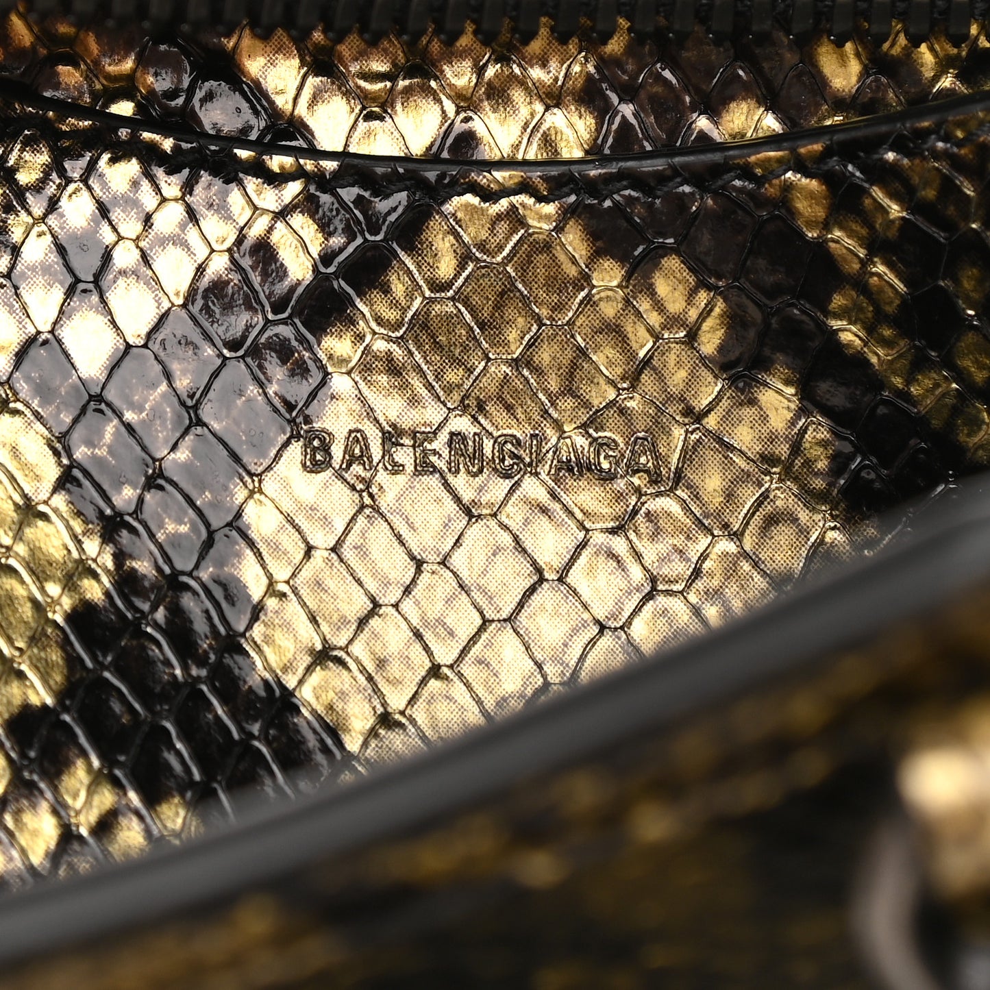 Grained Calfskin Snake Effect Neo Classic Silver Hardware Mini City Gold Black