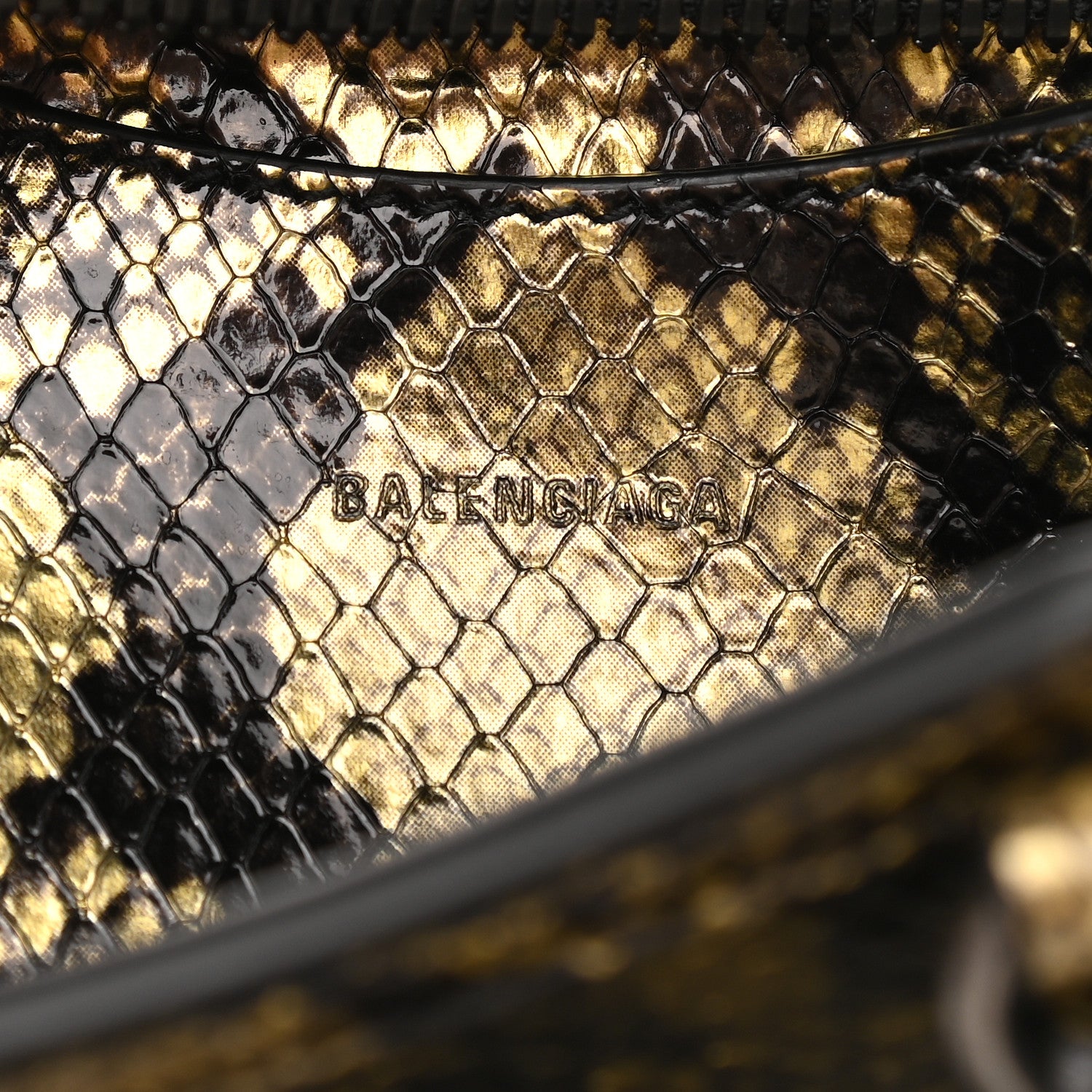 Balenciaga Grained Calfskin Snake Effect Neo Classic Silver Hardware Mini City Gold Black 6 of 10