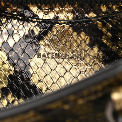 Balenciaga Grained Calfskin Snake Effect Neo Classic Silver Hardware Mini City Gold Black 6 of 10