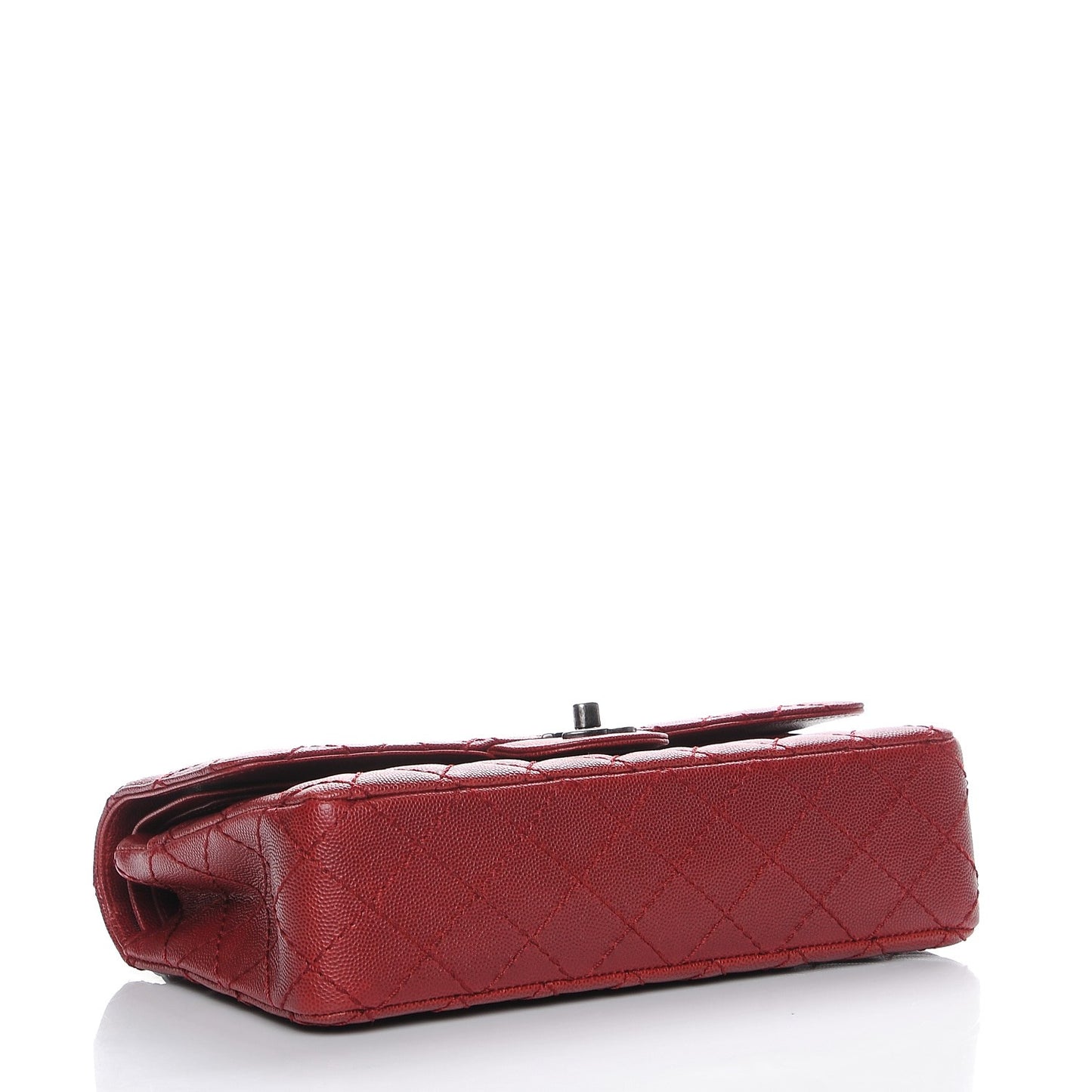 Caviar Quilted Medium Double Flap Red