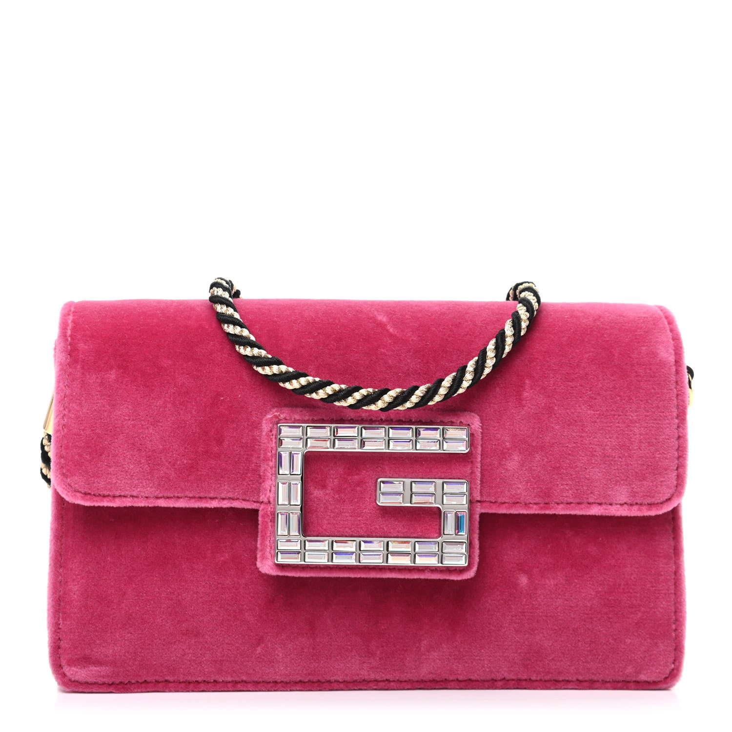 Gucci Velvet Crystal Square G Shoulder Bag Light Raspberry Rose 1 of 9