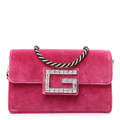 Gucci Velvet Crystal Square G Shoulder Bag Light Raspberry Rose 1 of 9