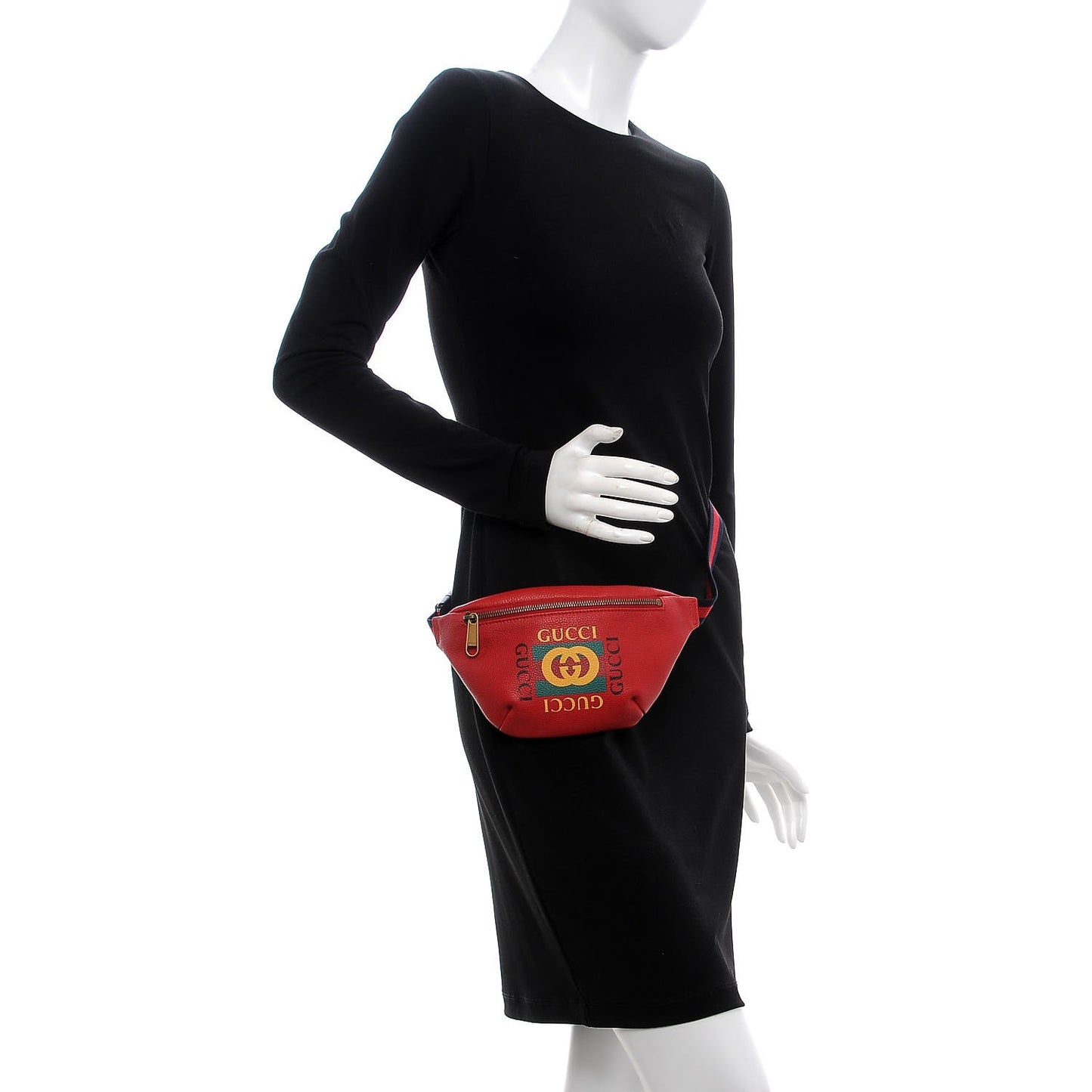 Grained Calfskin Small Logo Belt Bag Hibiscus Red