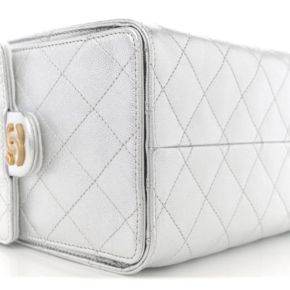 Chanel Metallic Caviar Quilted Small Chanel 25 Handbag Silver 8 of 10
