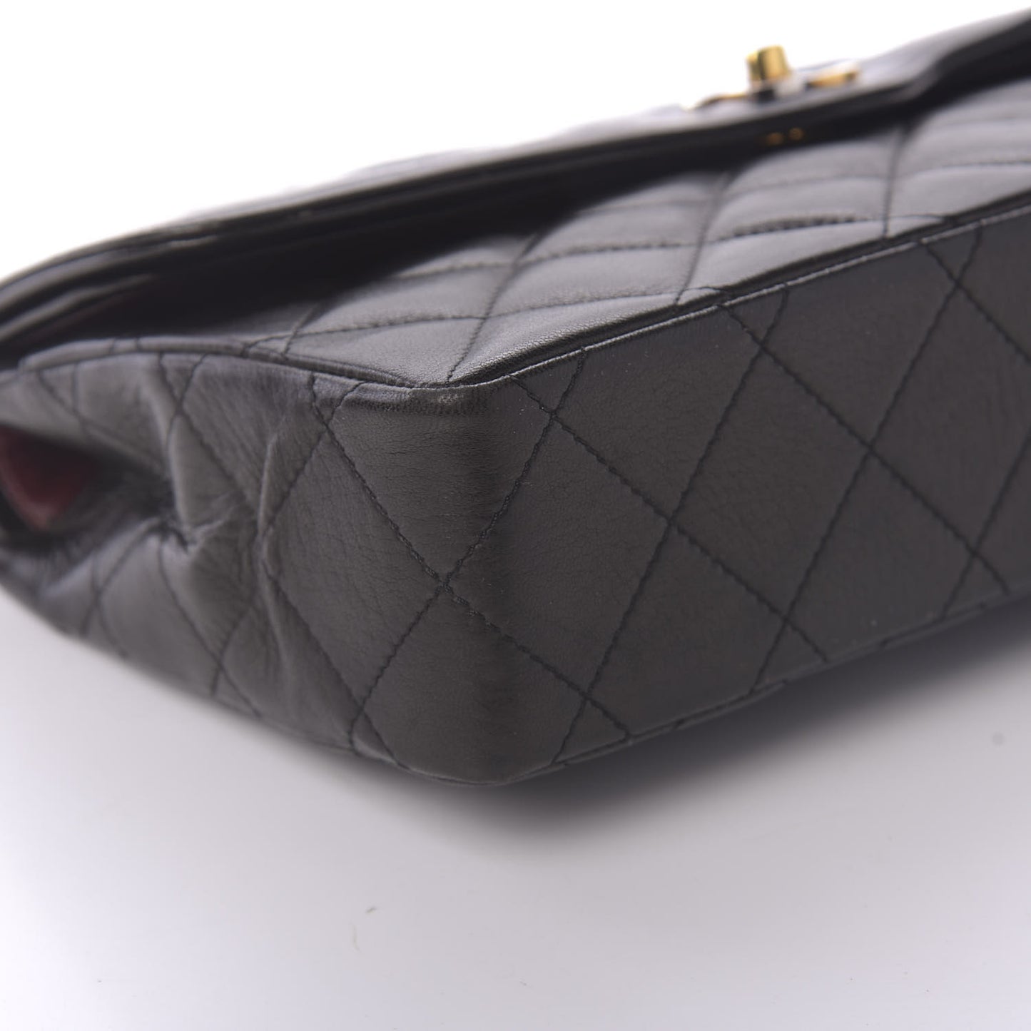 Lambskin Quilted Medium Double Flap Black