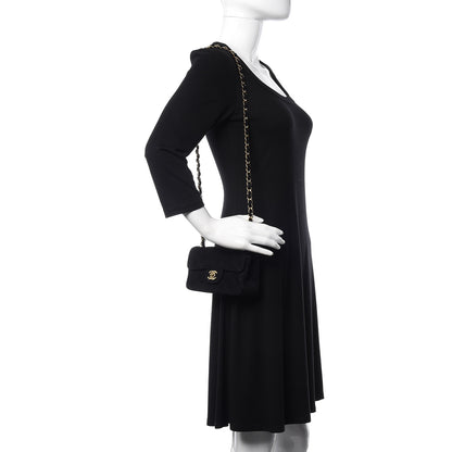 Chanel Velvet Quilted Extra Mini Rectangular Flap Black 2 of 10