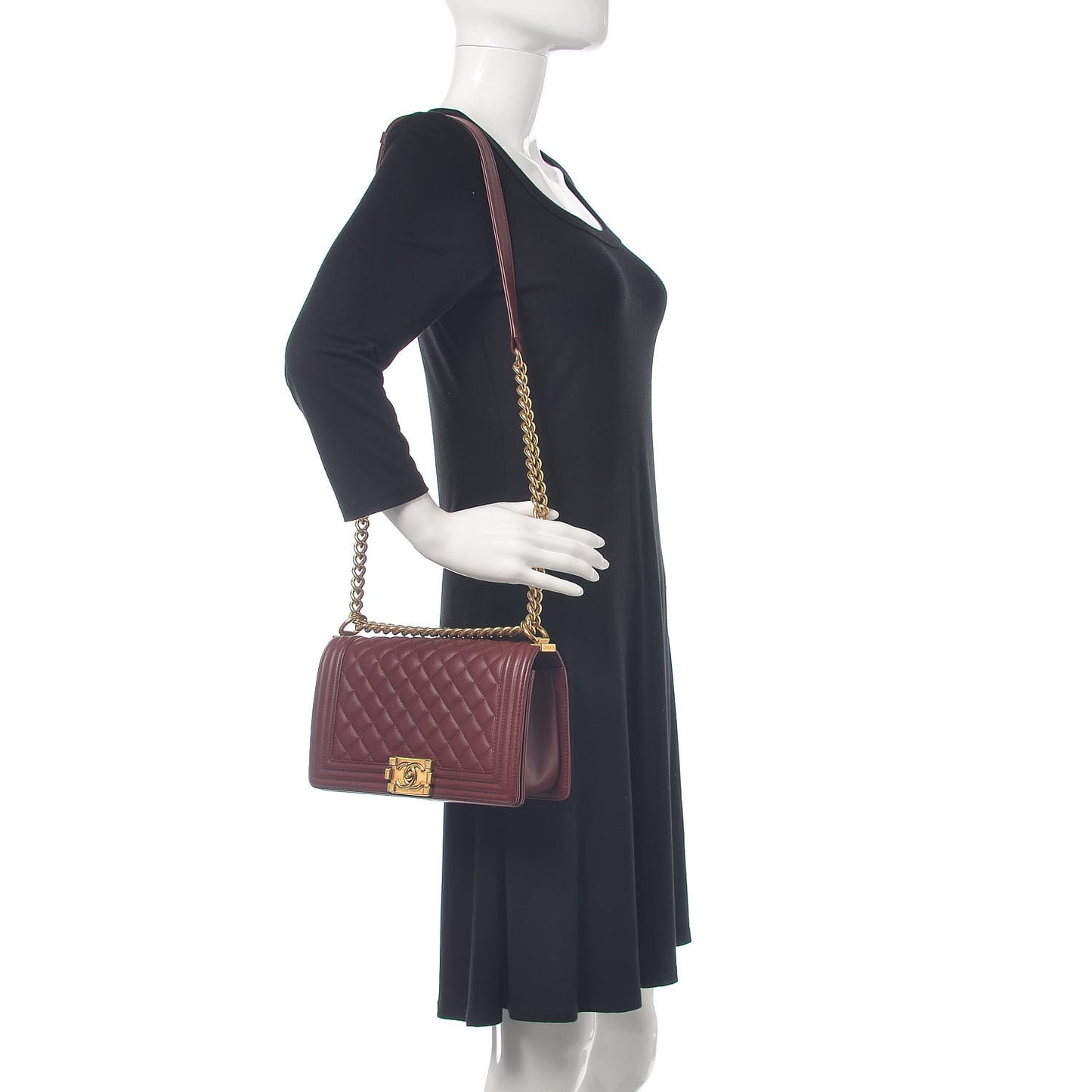Calfskin Quilted Medium Boy Flap Burgundy