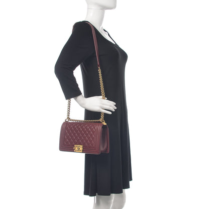 Chanel Calfskin Quilted Medium Boy Flap Burgundy 2 of 11