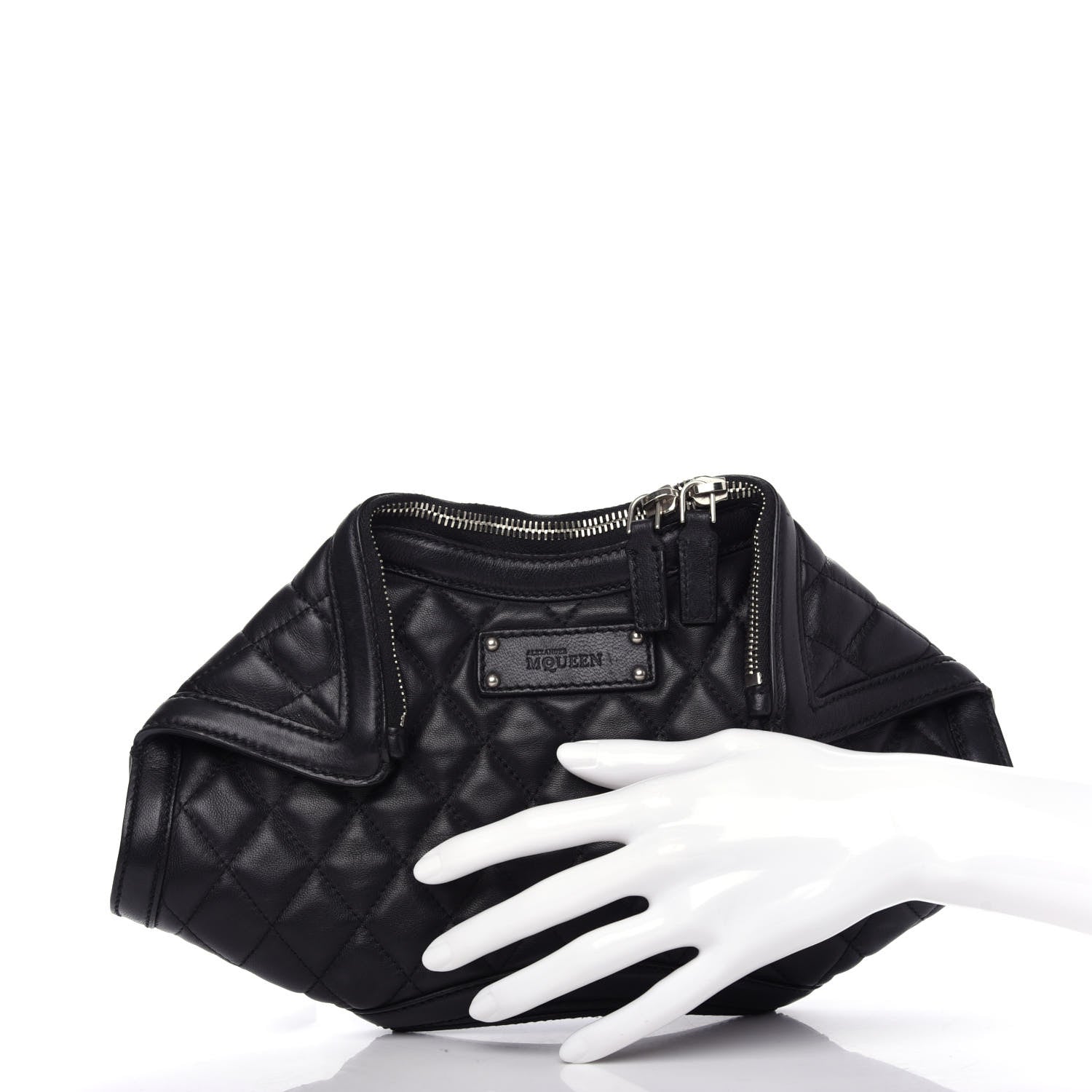 Alexander McQueen Lambskin Quilted De Manta Clutch Black 2 of 7