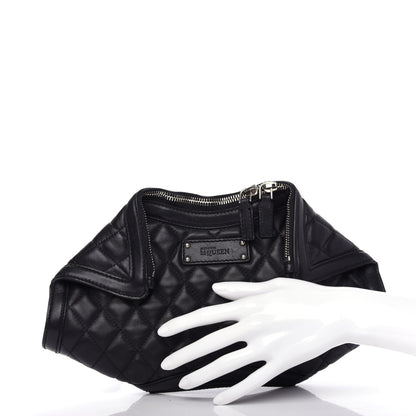 Alexander McQueen Lambskin Quilted De Manta Clutch Black 2 of 7