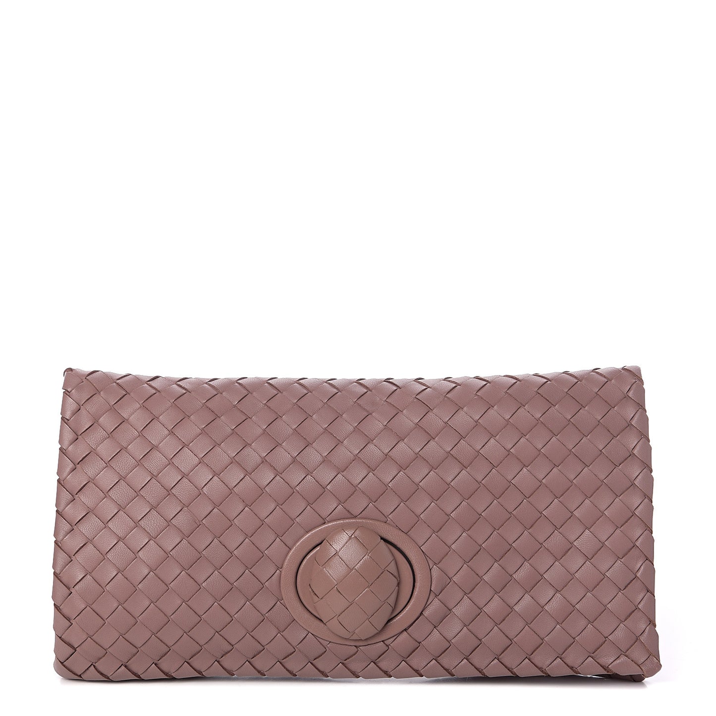 Nappa Intrecciato Turnlock Clutch Deco Rose