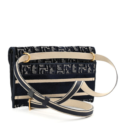 Christian Dior Velvet Oblique Saddle Belt Bag Blue 3 of 12