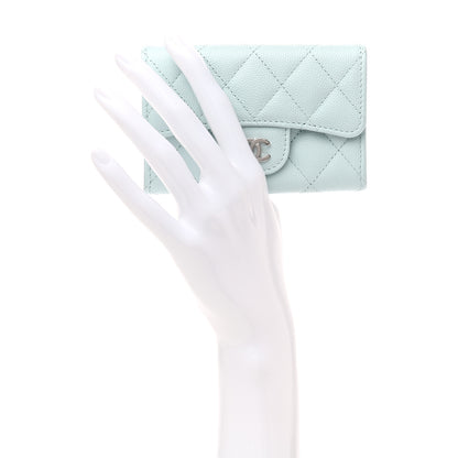 Chanel Caviar Quilted Flap Card Holder Wallet Light Blue 2 of 7
