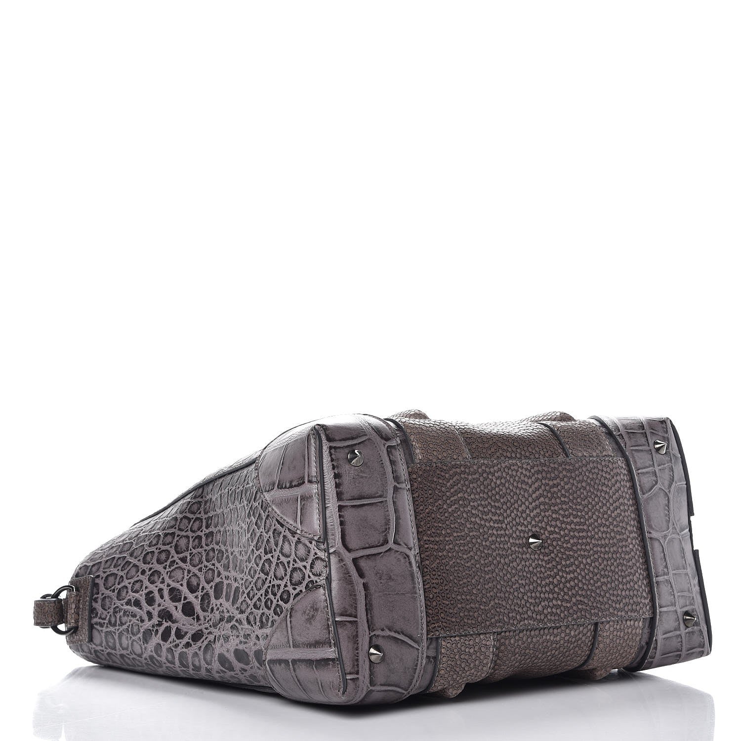 Givenchy Calfskin Crocodile Embossed Medium Lucrezia Tote Medium Grey 4 of 9