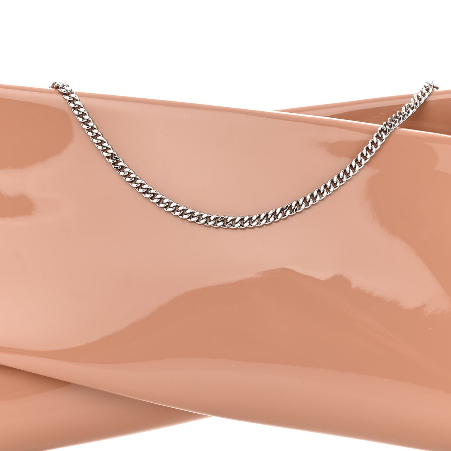 Patent Small Loubi Twist Zip Chain Clutch Bag Blush