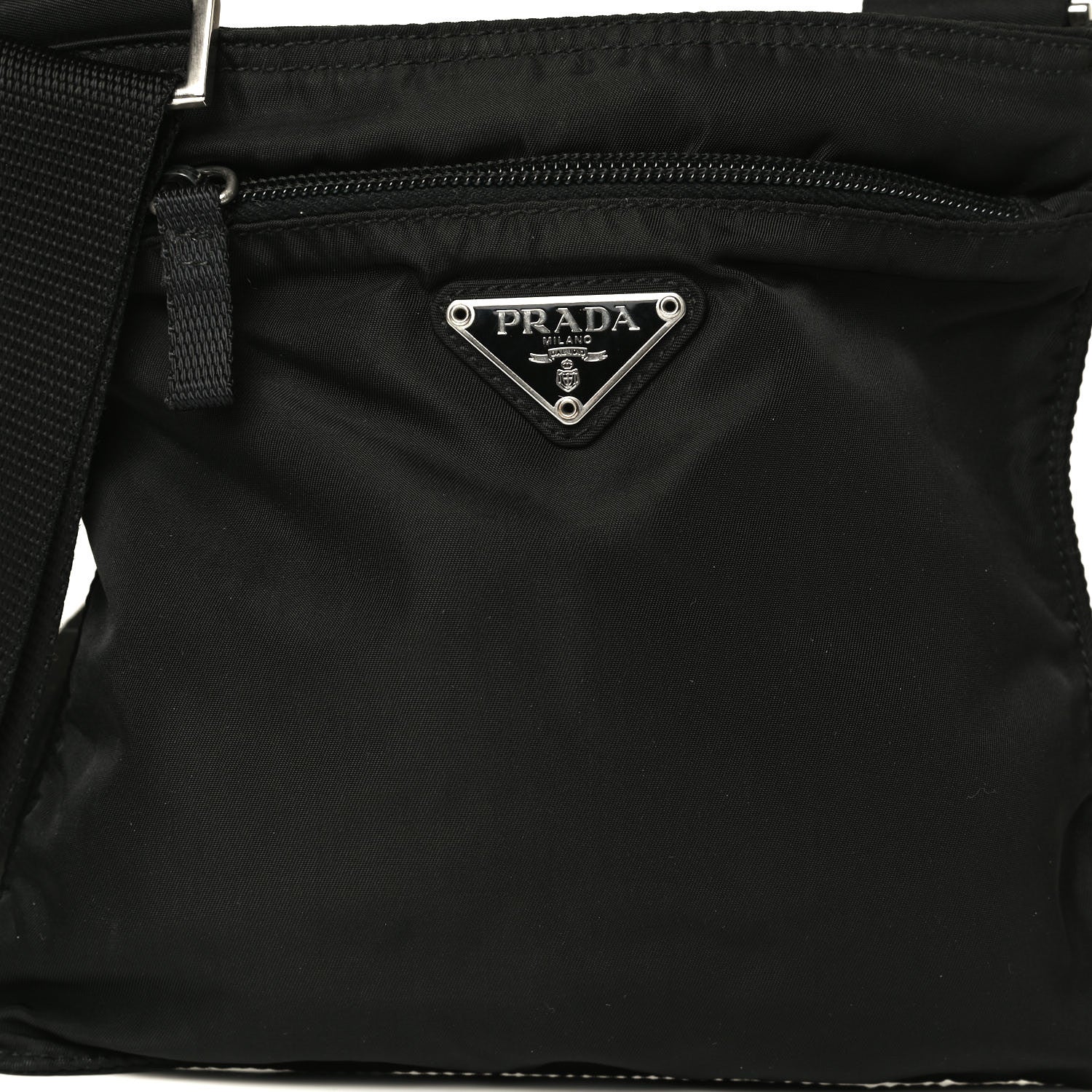 Prada Tessuto Nylon Saffiano Flat Messenger Bag Black 4 of 10