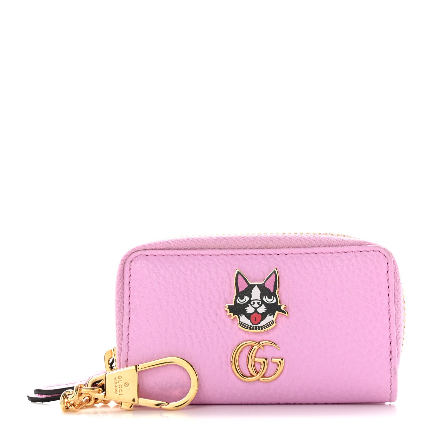 Gucci Dollar Calfskin Bosco Zip Around Key Case Malva 1 of 13