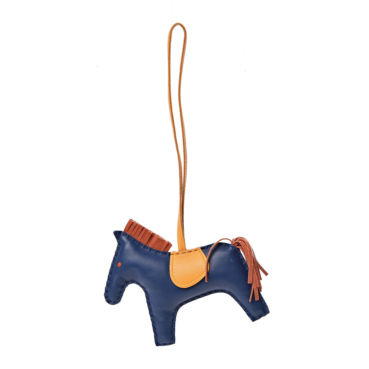 Milo Lambskin Grigri Rodeo Horse Bag Charm MM Bleu de Malte Cornaline Jaune D'Or
