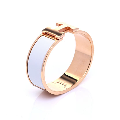 Hermes Enamel Wide Clic Clac H Bracelet GM White 6 of 8