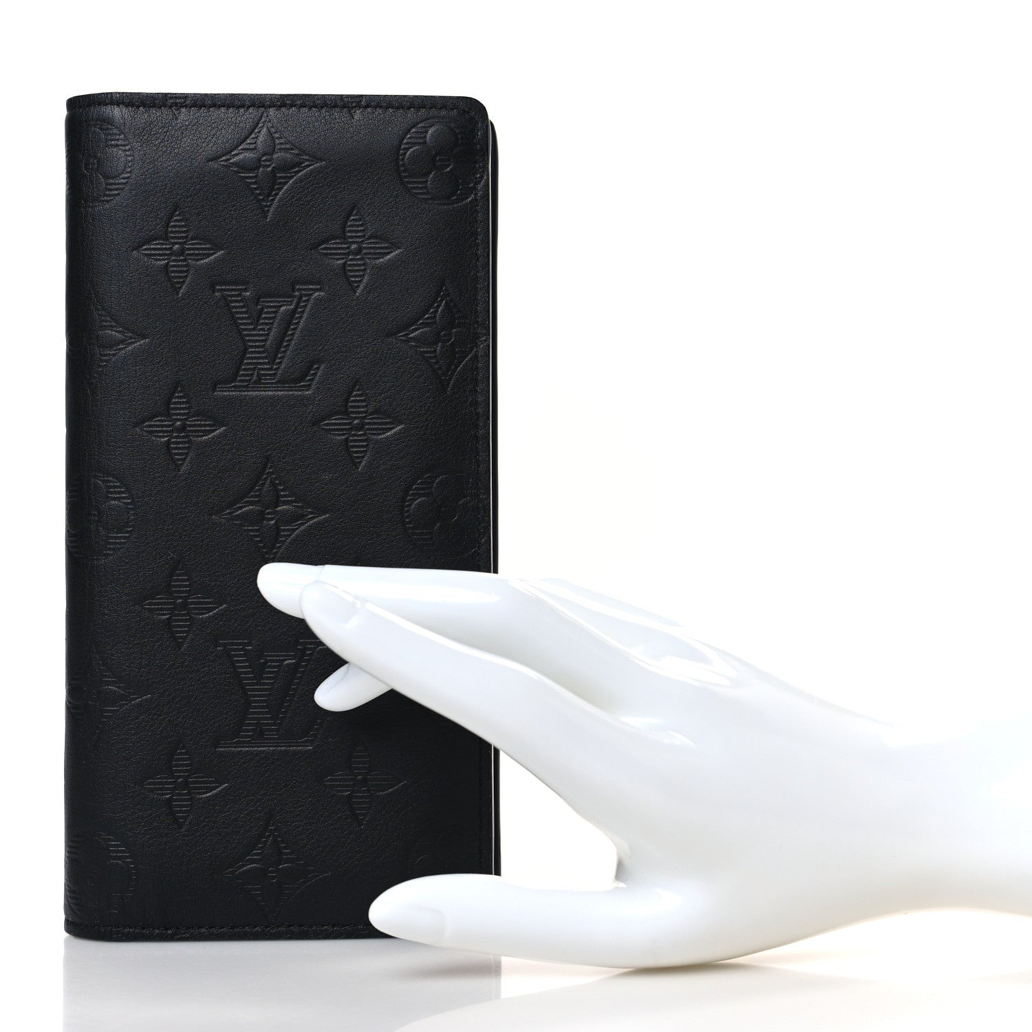 Louis Vuitton Calfskin Monogram Shadow Brazza Wallet Black 2 of 6