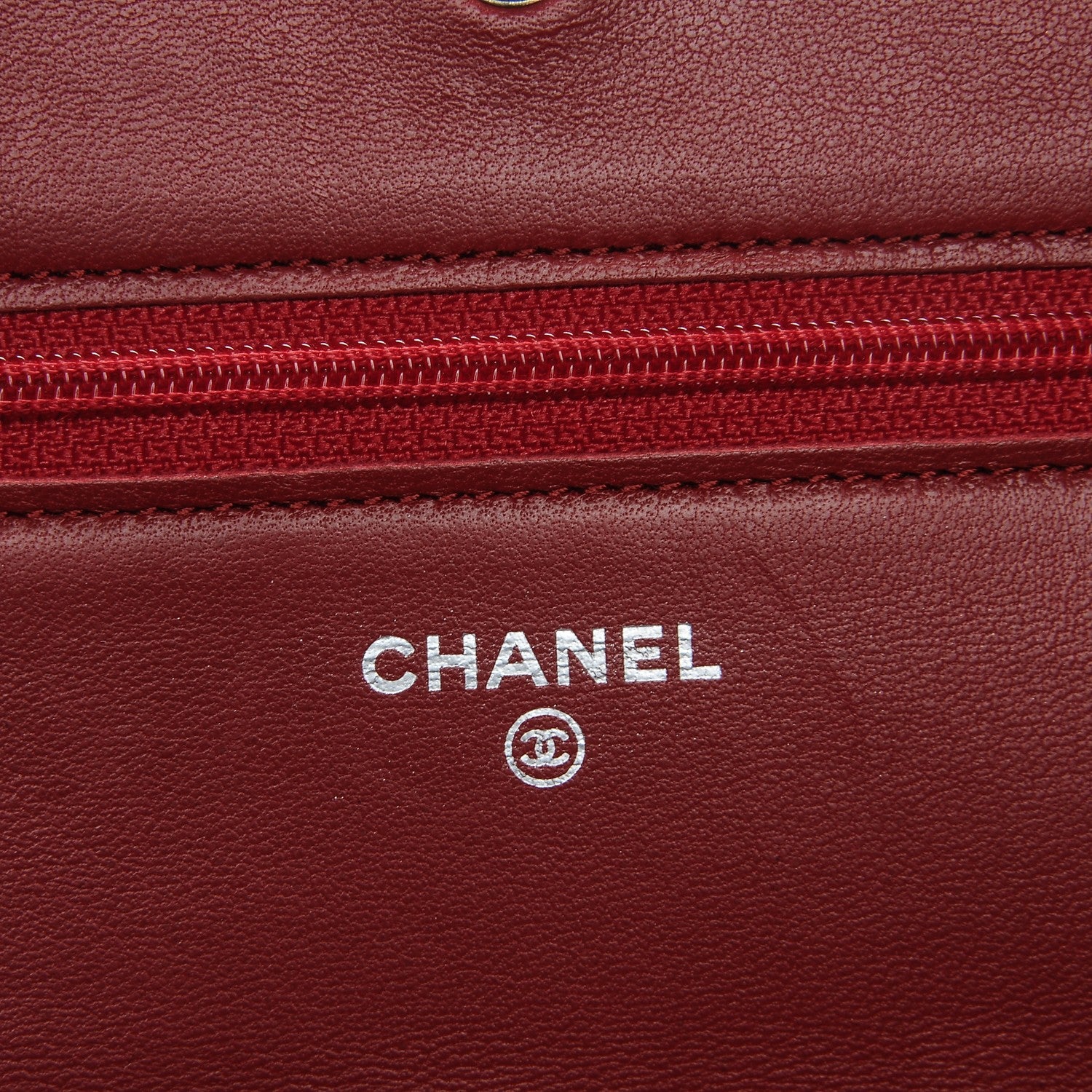 Chanel Lambskin Camellia Embossed Wallet On Chain WOC Dark Red 6 of 8