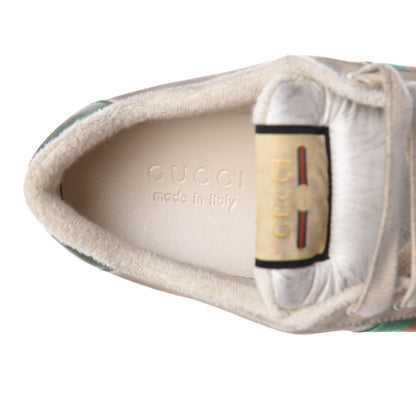 Gucci GG Monogram Nubuck Web Mens Screener Sneakers 9 New Sand Dusty Milk Vintage Green 7 of 9