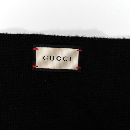 Gucci Wool Cashmere Silk Web Bee Scarf Navy 4 of 4