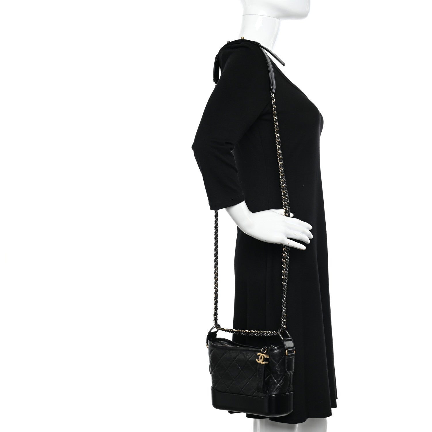 Chanel Aged Calfskin Quilted Small Gabrielle Hobo Black 2 of 12