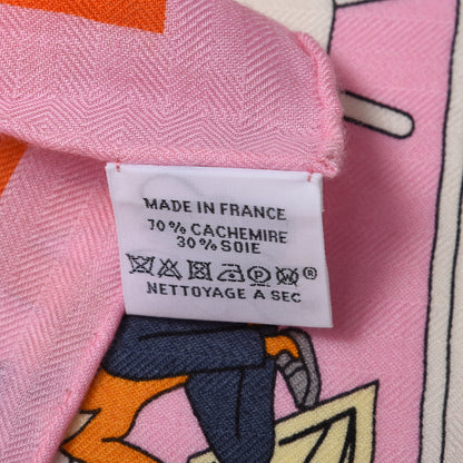 Hermes Cashmere Silk La Maison des Carres Shawl 140 Orange Rose Soleil 6 of 6
