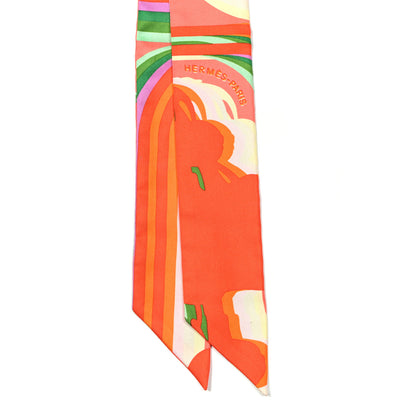 Hermes Silk Brides De Gala Shadow Twilly Orange Vert Corail 2 of 4