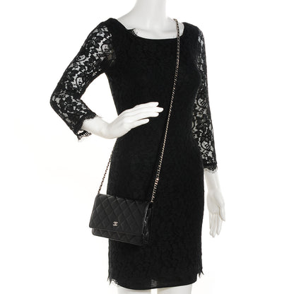 Chanel Lambskin Quilted Wallet On Chain WOC Black 2 of 8