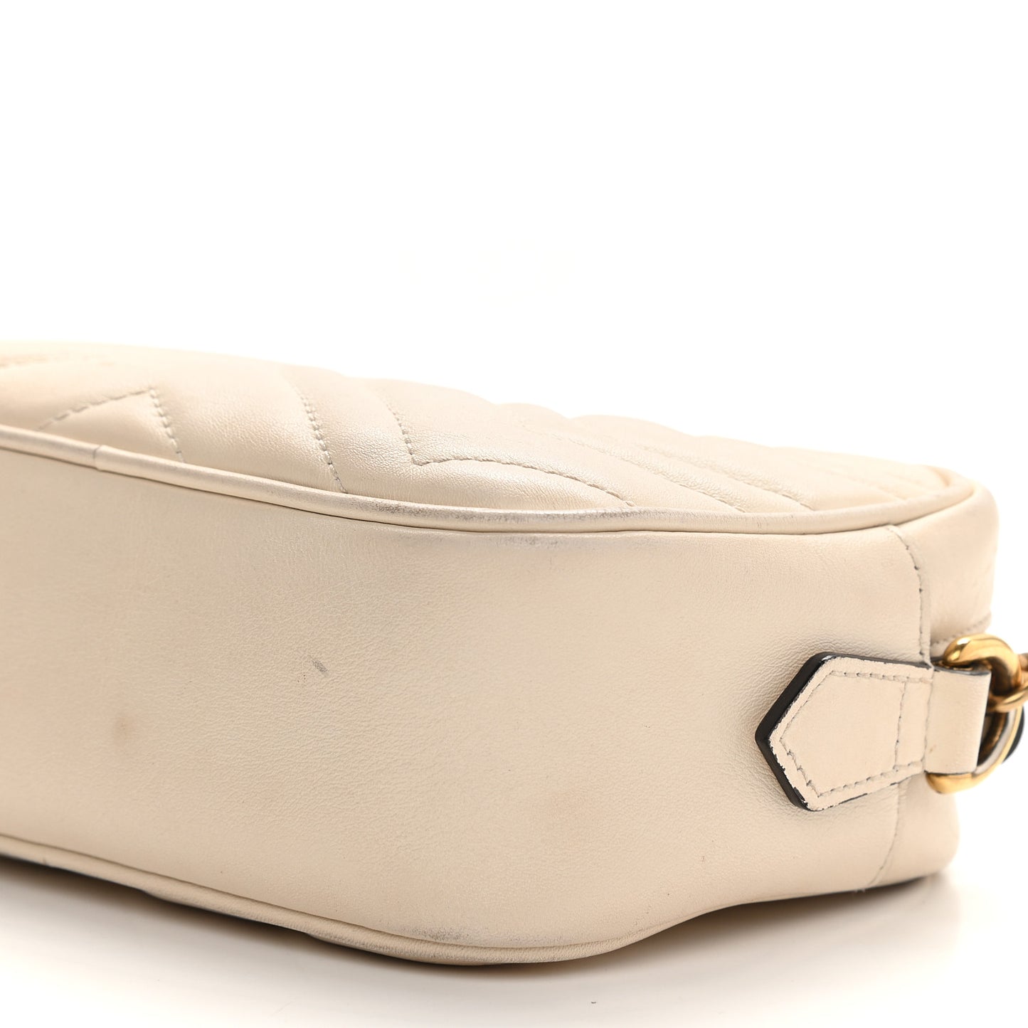 Calfskin Matelasse Mini GG Marmont Chain Shoulder Bag White