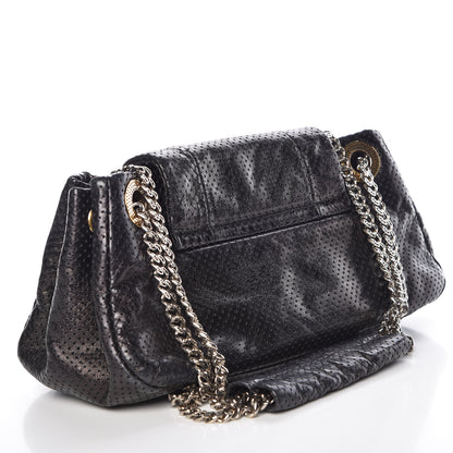 Chanel Metallic Calfskin Perforated Drill Accordion Flap Black 3 of 9