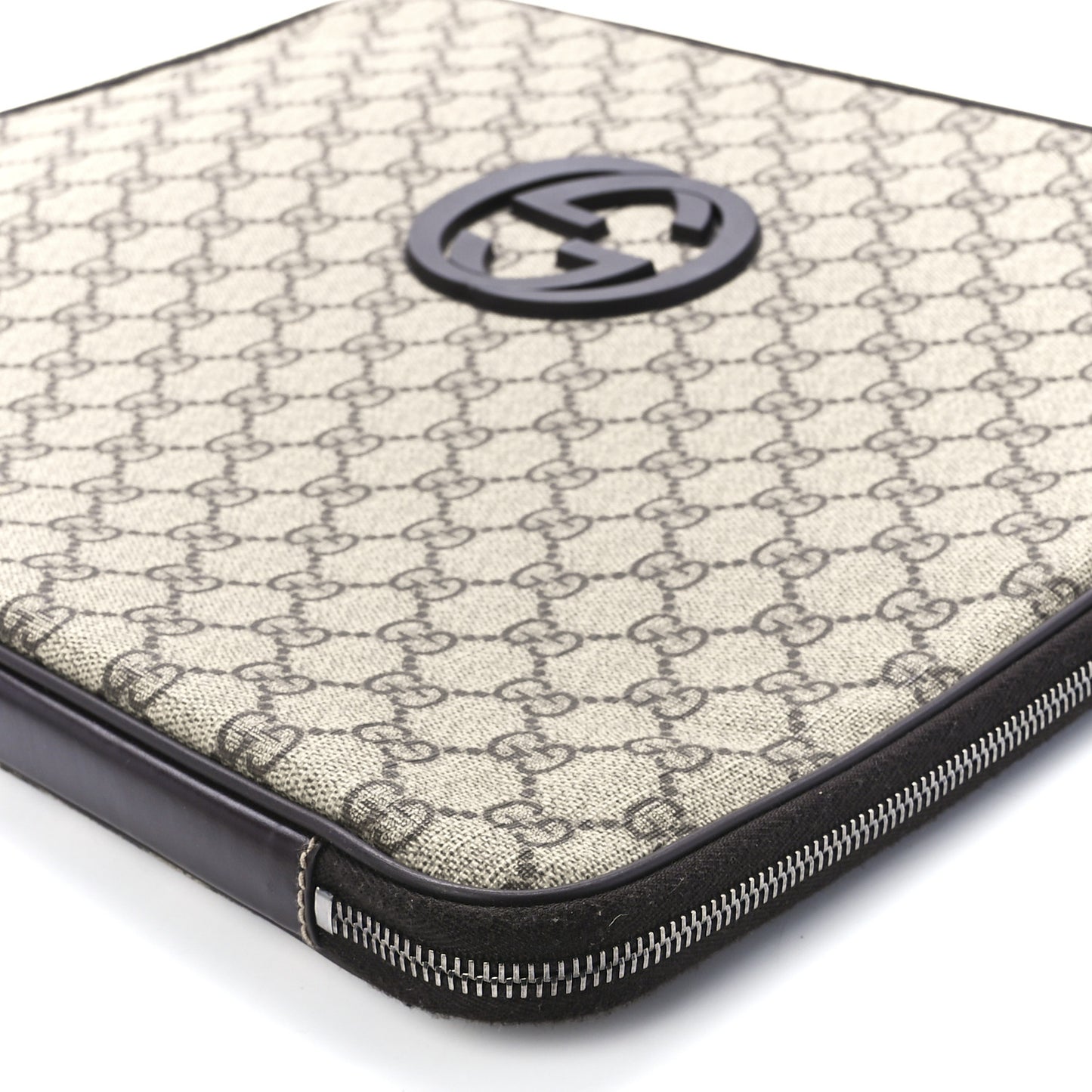 GG Plus Monogram Medium Interlocking G Laptop Case Dark Brown