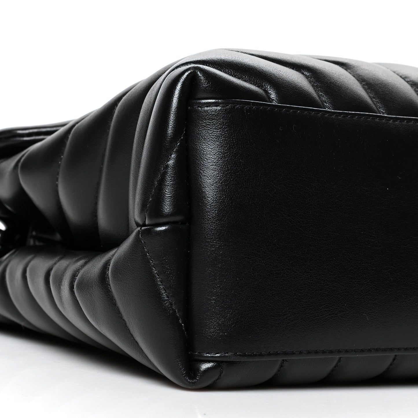 Calfskin Y Quilted Monogram Medium Loulou Chain Satchel Black