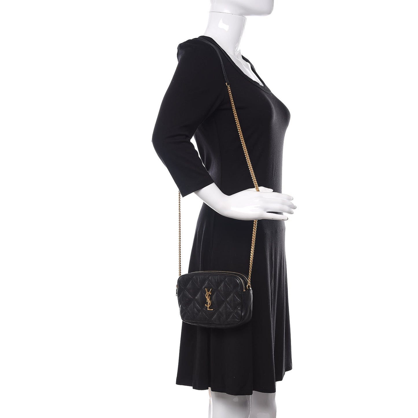 Grained Lambskin Quilted Mini Becky Double Zip Bag Black