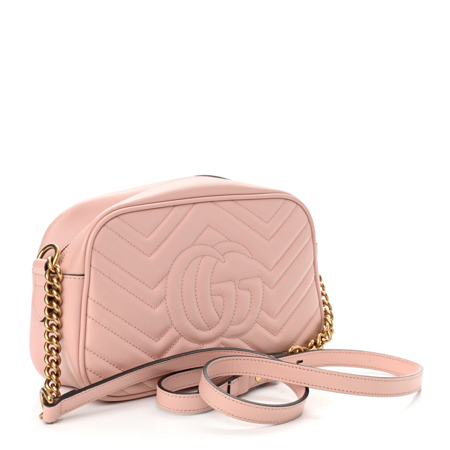 Gucci Calfskin Matelasse Small GG Marmont Chain Shoulder Bag Perfect Pink 3 of 11