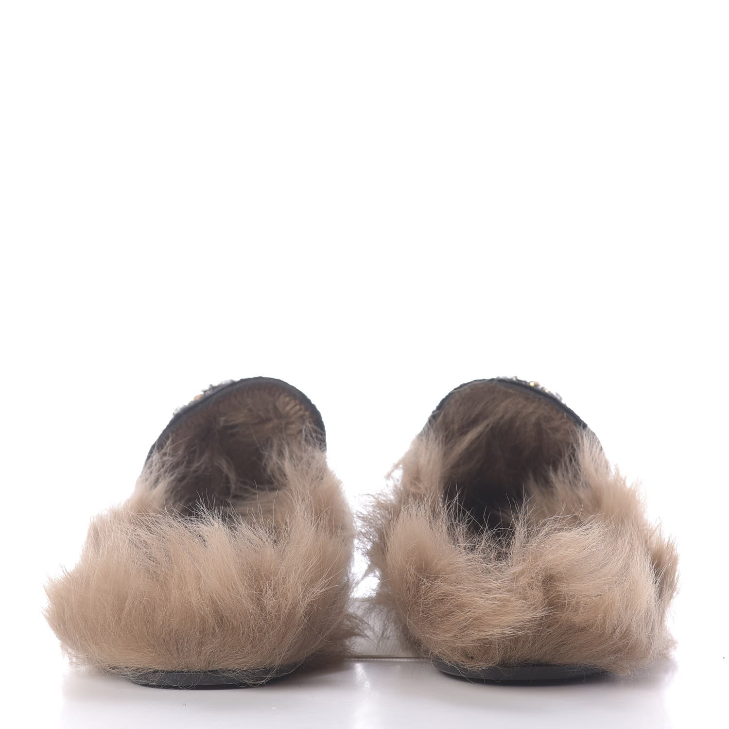 Gucci Velvet Fur Crystal Embroidered Womens Princetown Slippers 37.5 Black 5 of 9