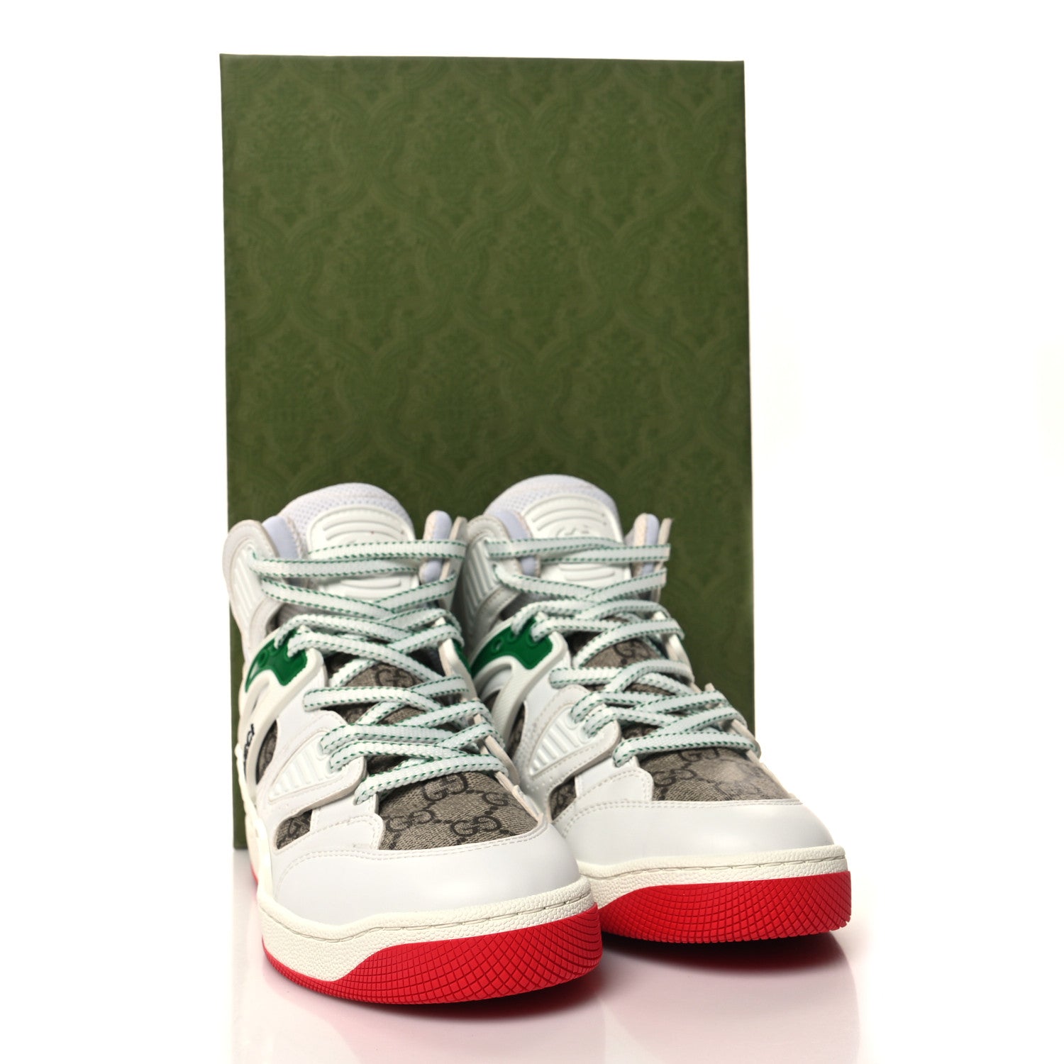 Gucci Demetra GG Supreme Monogram Womens Basket High Top Sneakers 35 Great White Beige Ebony 9 of 9