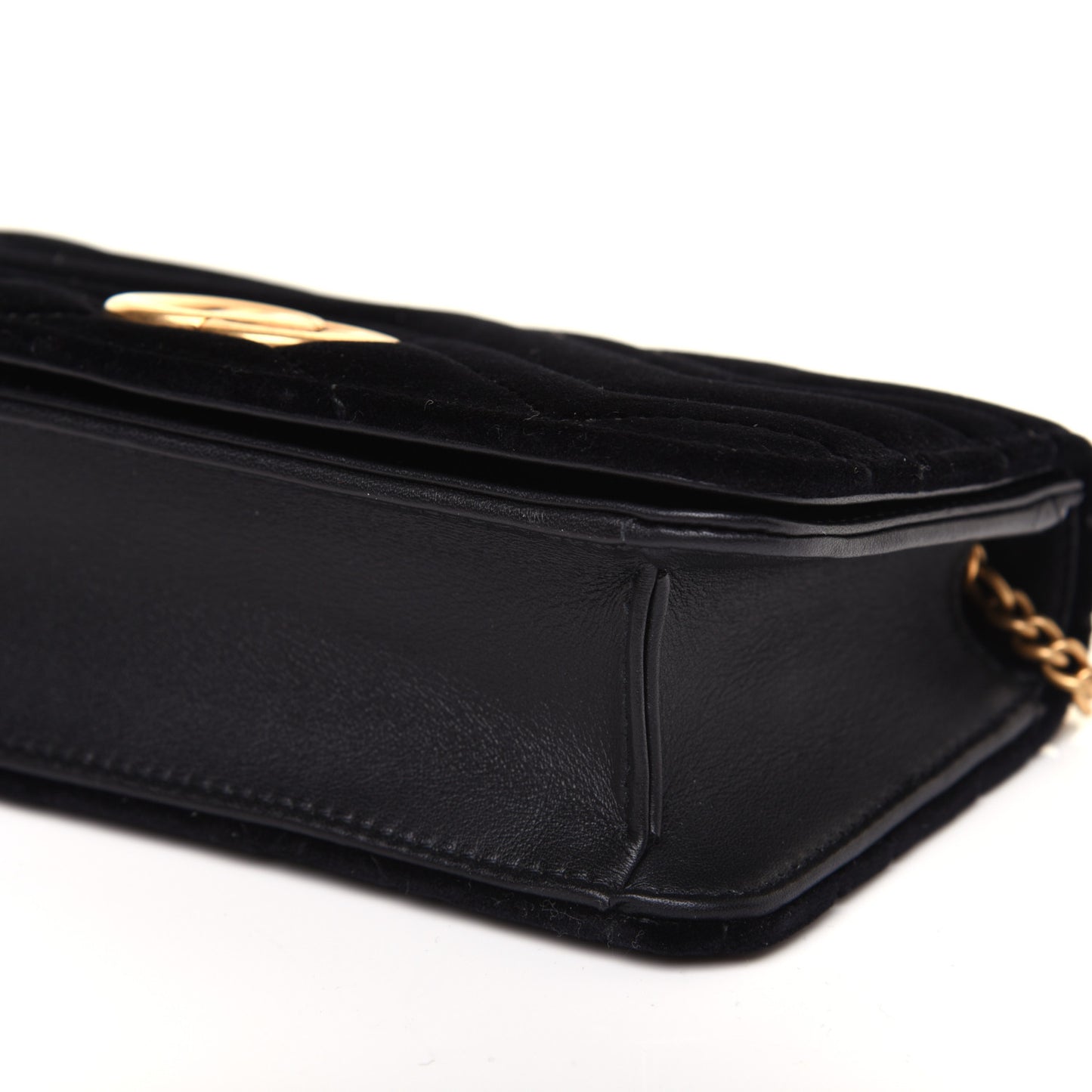 Velvet Matelasse GG Marmont Mini Bag Black