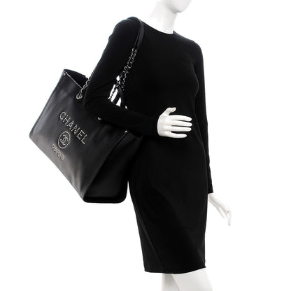 Chanel Caviar Extra Large Studded Deauville Tote Black 2 of 8