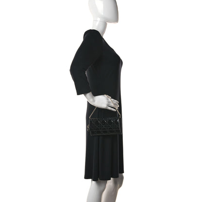 Christian Dior Patent Cannage Lady Dior Rendezvous Wallet On Chain Black 2 of 18