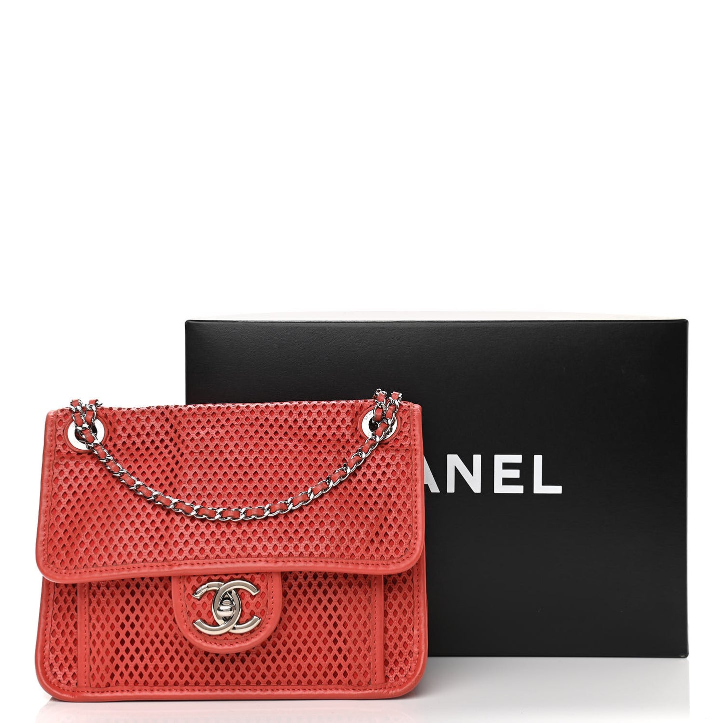 Perforated Calfskin Small Up In The Air Flap Red