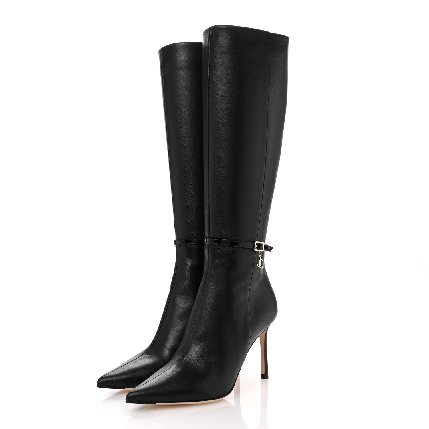 Jimmy Choo Calfskin Leni KB 85 Knee High Boots 38 Black 3 of 11