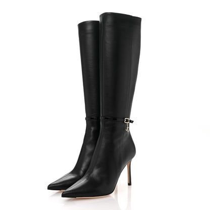 Jimmy Choo Calfskin Leni KB 85 Knee High Boots 38 Black 3 of 11