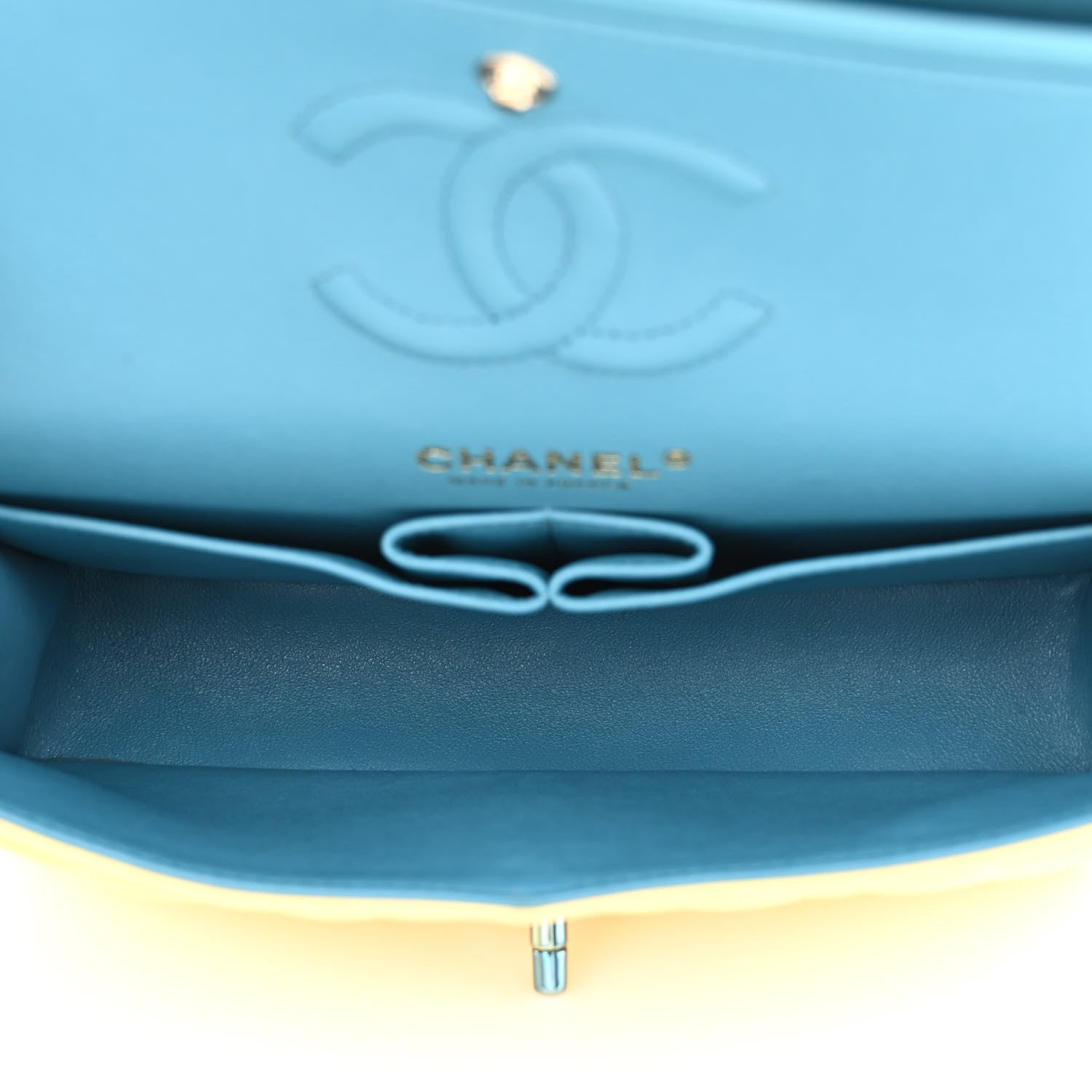 Chanel Lambskin Quilted Small Double Flap Yellow Blue 5 of 12