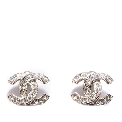 Chanel Crystal CC Earrings Silver 1 of 5